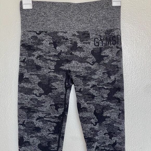 Gymshark Womens Leggings Size Medium Gray Camo Activewear Gym Sporty Workout - Picture 6 of 16